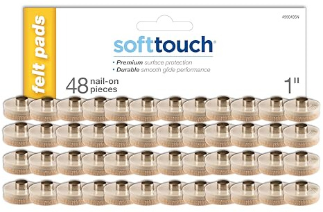 SOFTTOUCH 1 Round Nail on Heavy Duty Felt Pads for Wood Furniture to Protect Your Hard Floor Surfaces from Scratches, 1 Inch, Linen, 48 Count
