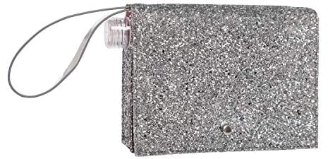 Slant Collections Flask Clutch, 16-Ounce, Silver Glitter