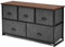 COSTWAY Stoffkommode mit 5 Schubladen, Schubladenkommode Aufbewahrungskommode mit Metallrahmen, Vintage Griffe und Holzplatte, Korbregal Kommode Stoffschubladen für Schlafzimmer, Eingangsbereich, Flur