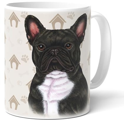 power gift BOULEDOGUE FRANCESE Tazze da caffè, tazze divertenti, da cane, con animali – perfetto per gli amanti dei cani. Tazza in ceramica. (bulldog francese in bianco e nero).