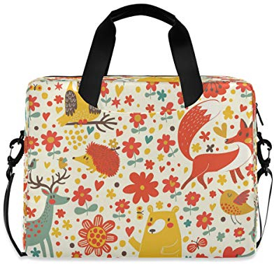 HMZXZ Tier Hirsch Eule Blume Laptoptasche 13 14 15.6 Zoll Laptop Tasche Aktentasche Hülle Notebooktasche Schulter Tasche Handtasche für Arbeit Business Uni