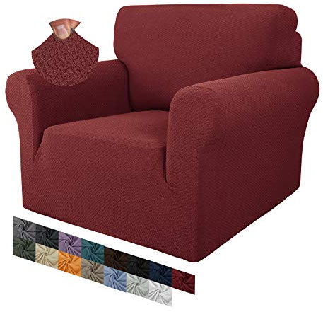 MAXIJIN Fodere per sedie creative jacquard per soggiorno, 1 pezzo fodera per sedia antiscivolo super elasticizzata con braccioli per cani Fodera per poltrona per divano (1 Posti, Rosso)