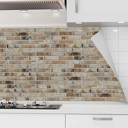 danario Rivestimento Paraschizzi Cucina Adesivo da Parete - Effetto Opaco - Spesso e Rigido - Ignifugo e Resistente all'Acqua - 0,37 mm - Mattoni - Campione