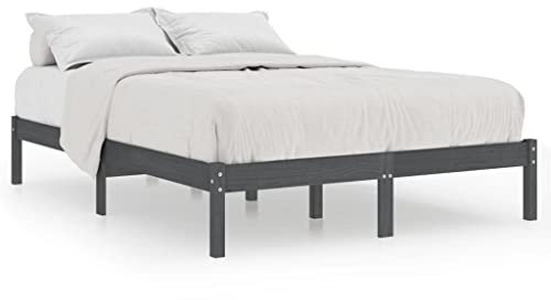 vidaXL Kiefer Massivholzbett Bettgestell Bett Holzbett Doppelbett Futonbett Bettrahmen Schlafzimmerbett Schlafzimmermöbel Grau 200x200cm