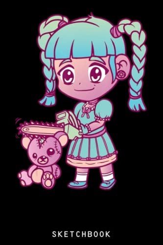 Anime Aesthetic Pastel Goth Girl Chainsaw Teddy Bear Gifts: Size 6x9 120 Blank Pages | Anime Themed Sketchbook for Drawing Sketching and Writing Notes