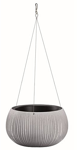 botle Hängender Blumentopf Betonimitation mit Wellendesign + Innentopf /37x22cm Beton/Betonoptik Inkl. Einlegeboden Metall Haken Blumenkasten