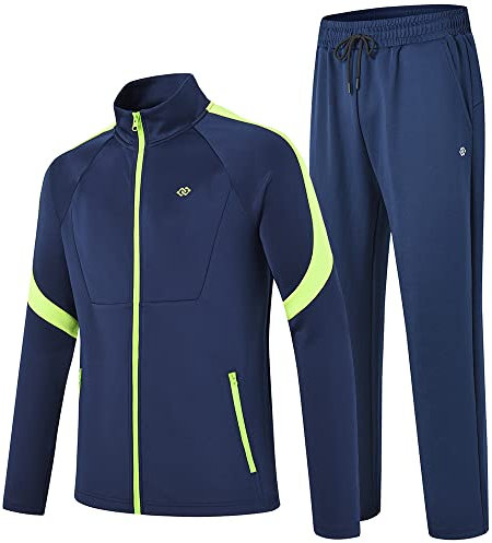 MoFiz Trainingsanzug Herren Jogginganzug Stehkragen Sportanzug mit Reissverschluss für Outdoor-Aktivitäten Grün 3XL