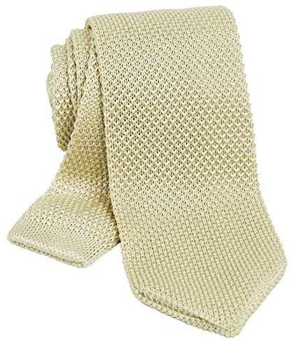 Alizeal Strick Krawatte für Männer, Solide Schlanke Lässige Gestrickte Krawatten, Beige
