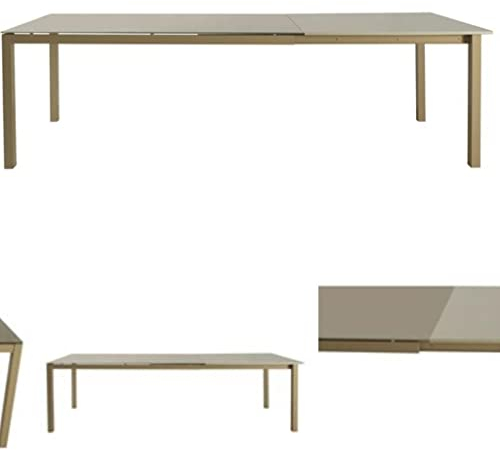 Mar.c.a. Design - Mesa extensible para comedor, cocina o sala de estar, con tapa de cristal de color gris claro, con un alargador de 50 cm (tamaño cerrado, 140 x 90 abierto, 190 x 90) - Made in Italy