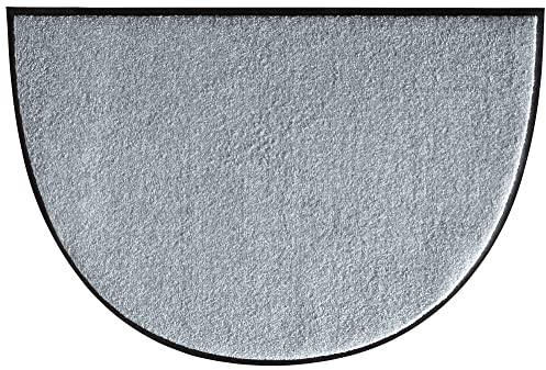 Erwin Müller Fußmatte halbrund Mainz, Schmutzfangmatte, Sauberlaufmatte uni hellgrau Größe 60x85 halbrund - rutschfest, pflegeleicht, für Fußbodenheizung geeignet (weitere Farben, Größen)