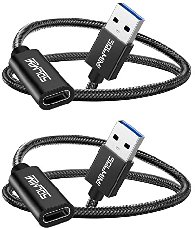 SOLMIMI OTG USB C Adapter 2 Stücke USB A auf C Buchse Adapter für Smartphone, Handy, Tablet, Laptop, Notebook, Festplatte, Hub, Typ-C Kabel, Kopfhörer, Auto - 0.2m