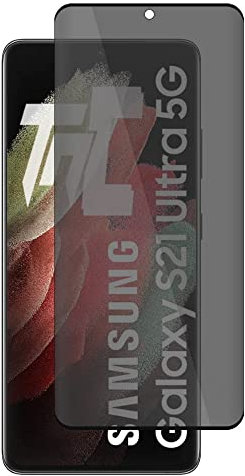 TM-Concept® Verre trempé teinté 3D incurvé pour Samsung Galaxy S21 Ultra 5G - Noir - Fonction anti-espion - 3D Privacy Case friendly