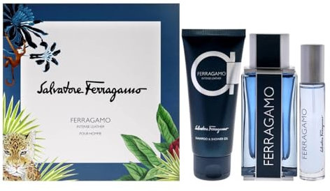 Ferragamo Intense Leather Pour Homme Confezione Regalo Uomo Profumo Eau De Parfum 100 Ml Shampoo Gel 100 Ml Profumo Da Viaggio Eau De Parfum 10 Ml
