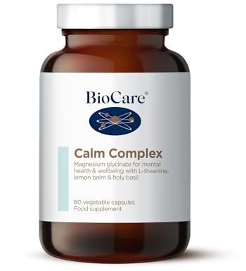 BioCare Calm Complex, 60 Capsules | Magnesium Glycinate with Lemon Balm, L-Theanine & Holy Basil for Nervous System & Fatigue Support