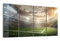 DEQORI Glasbilder Echtglas | Motiv Rasenecke im Stadion | horizontal 4-teilig 120x60 cm | große XXL Deko | Wandbilder für Wohnzimmer, Schlafzimmer, Flur & Küche | moderne Wanddeko
