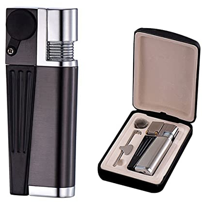 Accendino Portatile, Accendino In Metallo 2 In 1 Con Tubo Girevole, Accendino Impermeabile, Gadget Per Campeggio/Barbecue/Cucina