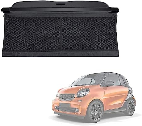 AMENAS Auto Laderaumabdeckung Kofferraumabdeckung Rollo, für Smart 453 Fortwo Forfour 2015-2019 Einziehbar Rollo Kofferraum Abdeckung Ablagen Schutz der Privatsphäre