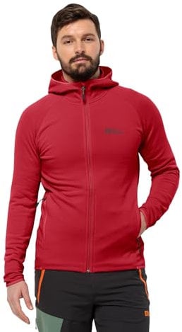Jack Wolfskin Herren Baiselberg Hooded Fz M Fleece-Jacke, Red Glow, XXL EU