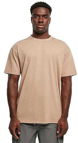Build your Brand Men's Acid Washed Heavy Oversized Tee T-Shirt, Union Beige, S