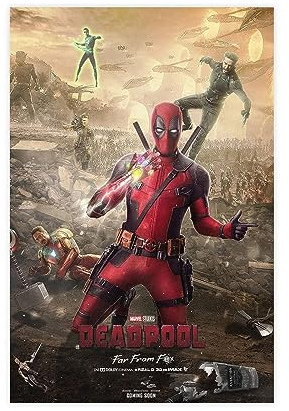 THNIKK Deadpool Far From Fox American Superhero Movie Wall Art Deco Poster Canvas Poster Wall Art Decor Print Picture Paintings for Living Room Bedroom Decoration Unframe-style 24x36inch(60x90cm)