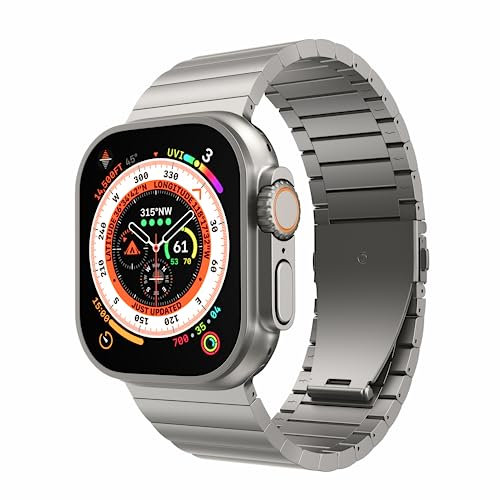 LULULOOK Titanium Strap for Apple Watch Ultra 2/Ultra 49mm, Ultralight Replacement Bands Titanium Grade 2 Sandblasted with DLC Scratch Resistant for iWatch Ultra Band, Width 24MM
