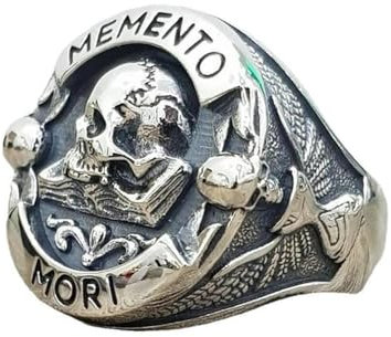 NEDOES Anelli con Teschio con Lettera Vintage Gotica per Uomo Anello con Scheletro Punk alla Moda per Gioielli da Donna