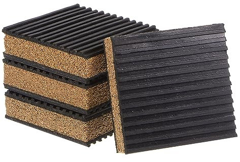 QUARKZMAN 4pcs Caoutchouc Anti Vibration Coussins 3 x 3 x 7/8 Isolation Vibration Absorbant Coussin Amortissement Tapis Antidérapant Bruit avec Liège Centre pour Air Compresseur