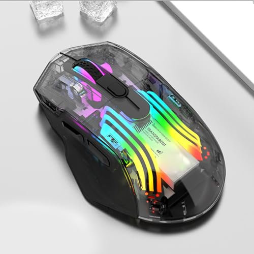 Cuifati Souris de Jeu Filaire et sans Fil : Touches Silencieuses, Effet de Lumière RVB, Conception à 3 Modes USB, 2,4 G, 5 Niveaux DPI Réglables (1200, 1600, 2000, 2400, (Black)