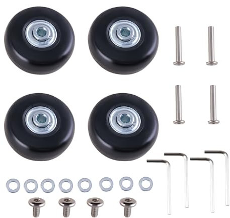 ONLISUM 4 Stück Koffer Rollen Ersatz, 50 x 18 mm Kofferrollen Ersatzrollen für Gepäck,Koffer 4 Rollen