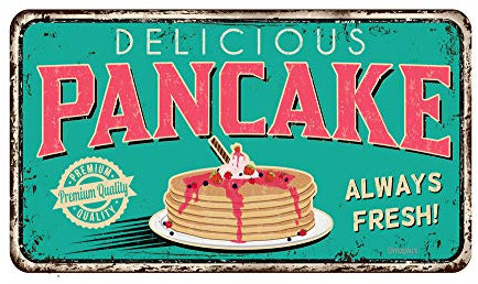 Geroclonup Blechschild Delicious Pancake, Vintage-Blechschild, Dekoration für Haus, Bar, Pub, lustiges Retro-Wandkunst-Schild, 15,2 x 30,5 cm