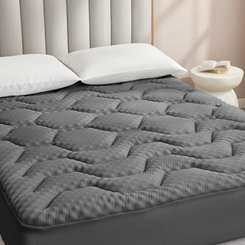 EHEYCIGA Gel Topper 140x200cm, Matratzentopper 140x200cm Memory Foam, Matratzen Topper mit extra tiefem Tasche, Dunkelgrau