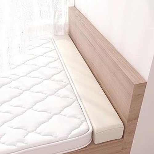 Miaogoo Weicher Bettlückenfüller für Einzel-/Doppelbett, rechteckiger langer Bettkeil, dicke, elastische Matratzenverlängerung, Kissen, waschbarer Bezug, Wandmatratzenfüller (200 x 15 x 5 cm, Weiß)