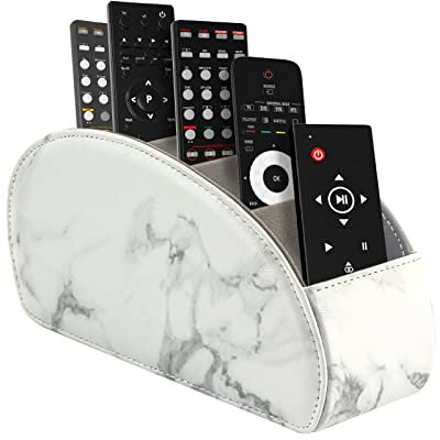 WAYIFON Luxury Marble White Remote Control Holder with 5 Pockets, TV, DVD, 4K Stick and Bluray Remote Controls, Desktop/Tabletop Organization