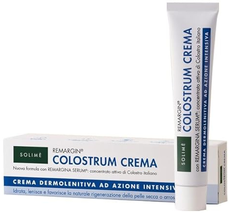 Solimè - Remargin® Colostrum Creme - Nährende und regenerierende Creme auf Basis von Kolostrum 100% italienisch, beruhigend, feuchtigkeitsspendend und entkräuternd - Neue Formel mit Remargina Serum -