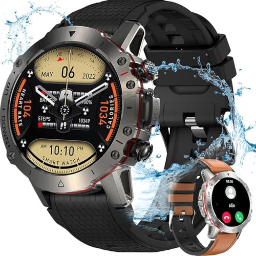 LEMFO Orologio intelligente da uomo, 450 MAH/1,39 Smartwatch da uomo, IP68, impermeabile, con chiamate/114 sport modalità e SpO2/pedometro/pressione sanguigna, per Android iOS (nero)