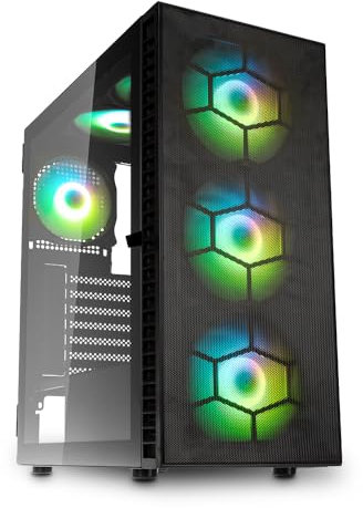 Kolink Observatory HF Plus Mesh ARGB Midi-Gehäuse, Dynamische Beleuchtung, 330 mm GPU-Freiraum, Gehärtete Glasplatten, Schwarz