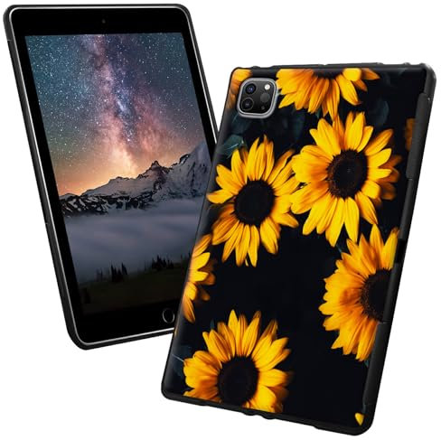 for iPad Pro 12.9 Case 6th/5th/4th Generation with Yellow Sunflowers Pattern Style Design Slim Soft Lightweight TPU Rubber Shock Proof Protective Tablet Case for iPad 12.9 inch 2022/2021/2020
