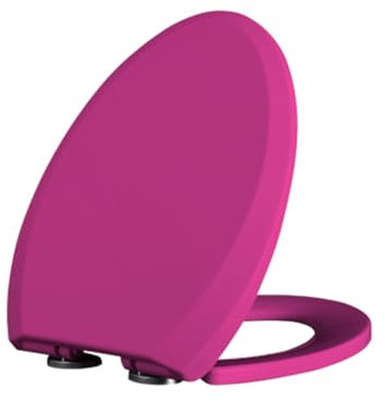 Giural Color Toilet Seat with Slow Close Hinges, Elongated Toilet Seat with Non-Slip Seat Bumpers, Easy To Install & Clean, PP Material, Fits V Shape Elongated Toilet,Pink
