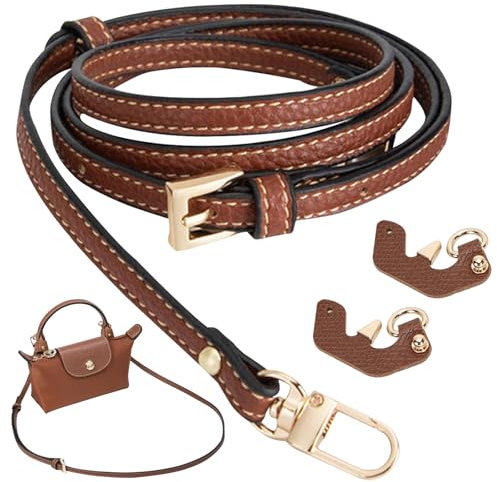 HVIERO Schultergurt für Longchamp Tasche Damen, Schulterriemen für Taschen mit 2 Stück Schultergurtadapter, Verstellbar Schultergurt für Taschen, Schulterriemen Leder für Minitaschen (A)