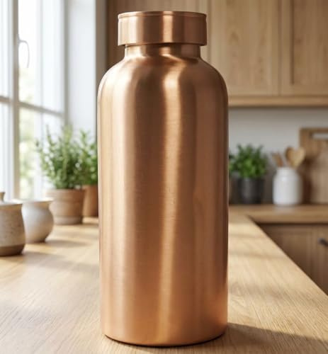 IBA Indianbeautifulart 2000 ML/68 oz Copper Water Bottle With Jute Bag, Plain Design, Leak-Proof, Lightweight Authentic Ayurvedic Bottle, Handcrafted Pure Copper Drinking Water Bottle