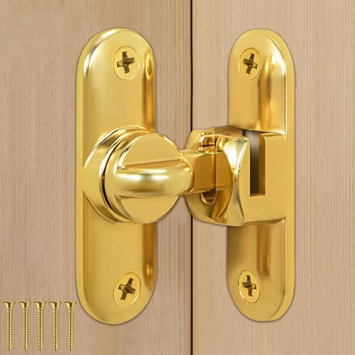 Cerradura Pestillo para Puerta,Cerrojo Puerta Interior 90/180 Grados para Puertas Correderas, Graneros, Baños, Ventanas, Cocinas, Etc (Dorado)