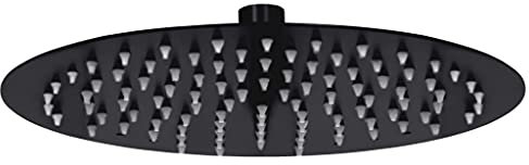 Furniture Select-Rain Pommeau de douche rond en acier inoxydable Noir 25 cm