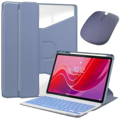 HLTOOP Funda con Español Ñ Teclado para Lenovo Tab M11 De 11 Pulgadas 2024 TB330FU, Funda Giratoria De 360°, Teclado Bluetooth Desmontable con Ratón,Puple