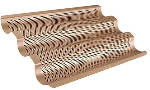 Cabilock 1pièce Moule à Baguette Antiadhésif Acier Pour Cuisson De Pain Plat à Trois Compartiments or Outil De Boulangerie Et Résistant Chaleur