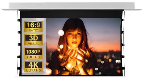 XOBRJQZ Pantalla de Proyección Motorizada con Control Remoto, Pantalla de Proyector Eléctrica 16:9 4K 1080 HD, Pantalla de Cine para Familia, Hogar, Oficina y Teatro(120 Inch)