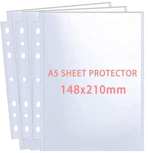 120 Tasche Trasparenti A5 per Foto, Documenti e Album - Compatibile con Raccoglitori a 2/3 Anelli - Doppia Faccia, Protezione Antipolvere e UV - Confezione da 60 Fogli (15,2x21,5 cm)