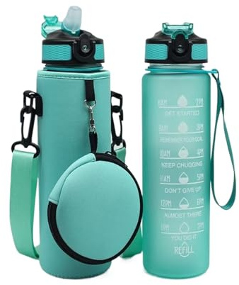 DKJAHSEK Sac De Bouteille D'eau 1000ml Water Bottle Sleeve Bottles Bag Cup Cover Pouch Holder Sport Tumbler Water Bottle Case With Headphone Bag Camping Access Pour Sport(Green)