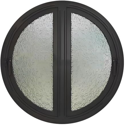 YVYKFZD Finestre scorrevoli in Alluminio, Finestra Scorrevole di Ventilazione Rotonda con Maniglia, Ruota di 90° su Entrambi i Lati Sostituzione Finestra, Finestre per Capannoni(Black,80cm/31.4in)