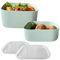 CHICHOUSE Set 2 contenitori alimenti plastica forte con coperchio,per cucina, freezer, microonde, lavastoviglie, portapranzo, portamerenda, riutilizzabili. (VERDE PASTELLO, 500+700ml)