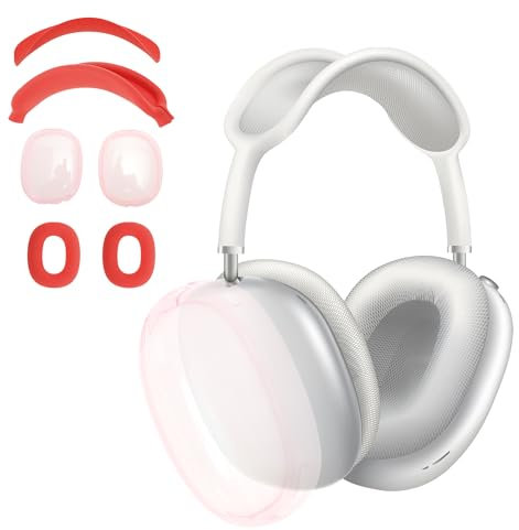 Hülle für Airpod Max Silikon Ohrpolster Schutz Abdeckungen TPU Schutzhülle Hülle Cover Case Kopfband Cover Case für Apple Airpod Max Rot